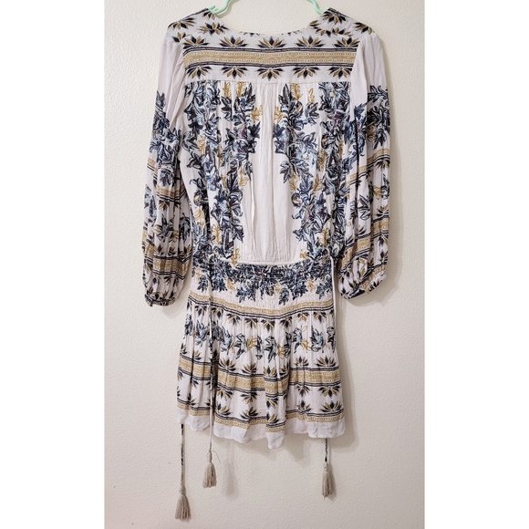 Free People Moonlight Dance Tunic - 3/4 Sleeve Boho Top With Ruffle Tie & Side Pockets (Ivory) - View #4